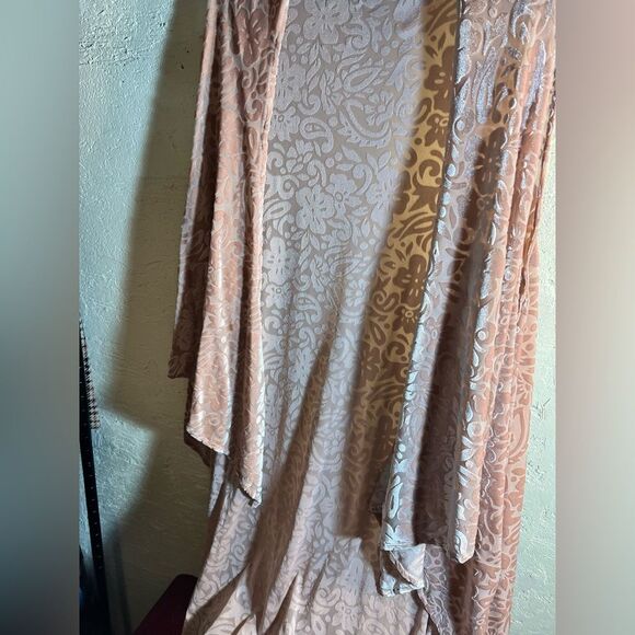 Boho Long Flowy Vest, purchased at Anthropologie, floral velvet embossed, blush - Picture 11 of 11